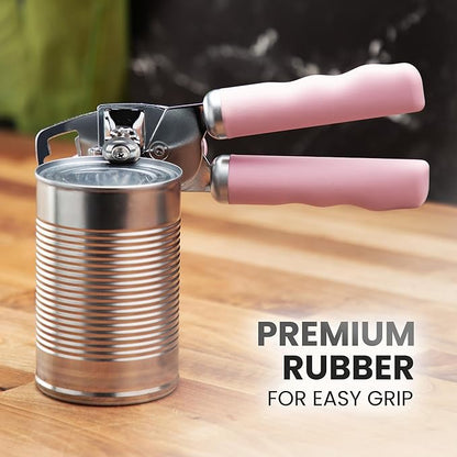 Zulay Kitchen Heavy Duty Stainless Steel Can Opener Manual with Bottle Opener - Rust Proof Manual Can Opener With Turn Knob & Comfy Soft Grip Handles - Pink - Image 8