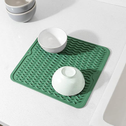 MicoYang Silicone Dish Drying Mat for Multiple Usage,Easy clean,Eco-friendly,Heat-resistant Silicone Mat for Kitchen Counter or Sink,Refrigerator or Drawer liner Green M 12 inches x 12 inches - Image 7