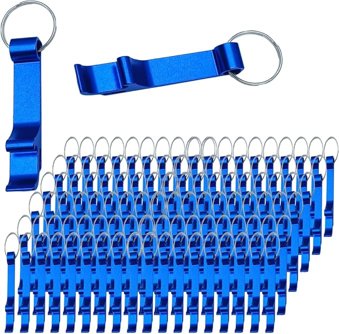 200 Pcs Bottle opener Keychain Bulk,Soda Beverage Beer Bottle Opener Keychain,Bottle Openers Aluminum Beer Bottle Opener Claw Beverage Keychain Ring for Kitchen,Wedding, Bar,Party(blue) by MTOMDY