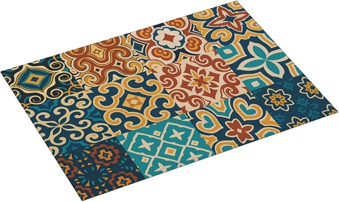 Talavera Mexican Tiles Dish Drying Mats for Kitchen Counter, Large 18"x24" Dish Mats for Drying Dishes, Microfiber Absorbent Dish Drying Pad Rack Mat Kitchen Decor Reusable Washable