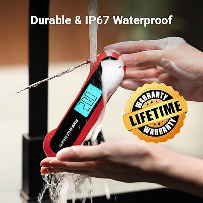 Professional 3X Faster 0.5sec Instant Read Meat Thermometer Digital, High Accuracy ±0.5°F, IP67 Waterproof, Auto Wake/Sleep & Rotate Display, NSF & NIST Certified, Backlight Fry Oil Candy Thermometer - Image 4