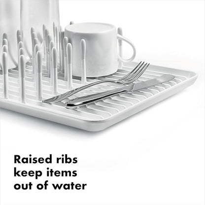OXO Good Grips Compact Dish Rack Biscuit | For Dishware | 13-3/4 x 10-3/8 x 3-1/2 Inch | Non-Skid Feet | Pack of 4 - Image 4