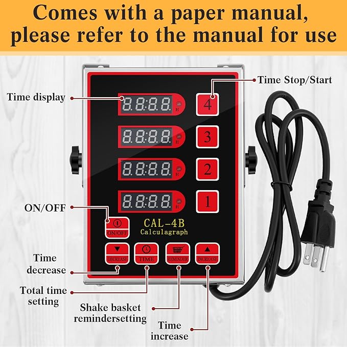 Relaxweex 1 Pack Commercial 4 Channel Digital Kitchen Timer, Multi-Countdown Timer with Loud Alarm & Large LCD Display, Wall Mount or Countertop for Restaurant, Fry Station, Baking & Lab Use - Image 3