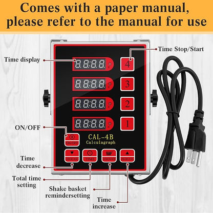 Relaxweex 1 Pack Commercial 4 Channel Digital Kitchen Timer, Multi-Countdown Timer with Loud Alarm & Large LCD Display, Wall Mount or Countertop for Restaurant, Fry Station, Baking & Lab Use - Image 3