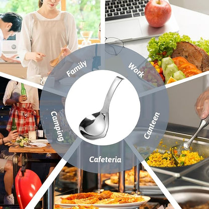 2Pcs Soup Ladle, Soup Spoons Stainless Steel 304 with Pour Spout, Large Ladle Spoon Cooking Utensils Ladles for Serving Metal Ladle Gravy Punch