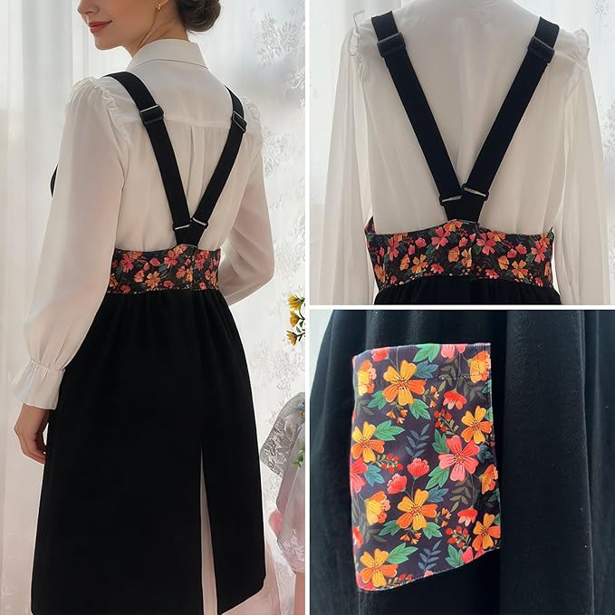 Uaussi Cotton Linen Apron Cross Back Work Apron for Women with Pockets Pinafore Dress X Cross Halter Apron for Chef Gardening - Image 3