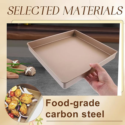 11 Inch Square Cake Pan, 2 Inch Deep Baking Pan Nonstick Cookie Sheet Brownie Cake Pa Toaster Oven Pans Bakeware, Easy Clean & Food Safe - Send Goods From Local Warehouse