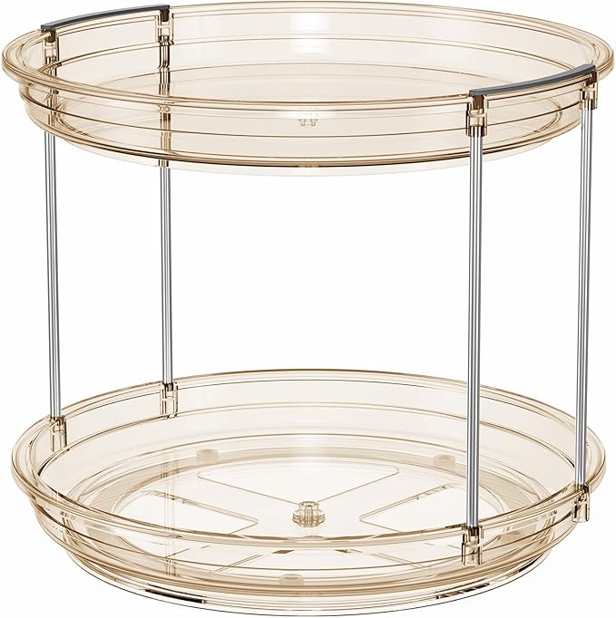 LAMU 2 Tier Lazy Susan Turntable Organizer 9.25'' Rotating Spice Rack Organization for Cabinet, Kitchen, Pantry, Countertop, Bathroom, Vanity, Medicine Cabinet Organizer, Amber - Image 7