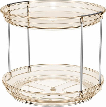 LAMU 2 Pack 2 Tier Lazy Susan Turntable Organizer 9.25'' Rotating Spice Rack Organization for Cabinet, Kitchen, Pantry, Countertop, Bathroom, Vanity, Medicine Cabinet Organizer, Amber - Image 9