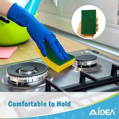 AIDEA Sponges Kitchen, 50 Pack Heavy Duty Dish Sponge, Cleaning Dish Scrubber Sponge for Home and Kitchen, Stink-Free Cleaning Supplies for Pots, Pans