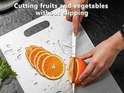 Titanium Cutting Board, 2 PCS Titanium Cutting Boards for Kitchen, Non Toxic, Double-Sided Food Grade Chopping Board for Outdoor Camping(15.6" x 11",15.6" x 11") - Image 5