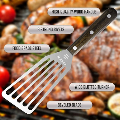 2 Pack Fish Spatula Stainless Steel，Flexible Metal Spatula Perfect for Flipping Eggs, Burgers and Baking, Durable Lightweight Kitchen Slotted Turner for Cooking & BBQ, Perfect Gifts