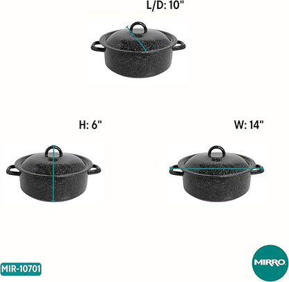 Mirro 4.5 Quart Traditional Vintage Style Black Speckled Enamel on Steel Dutch Oven with Lid, (MIR-10701) - Image 2
