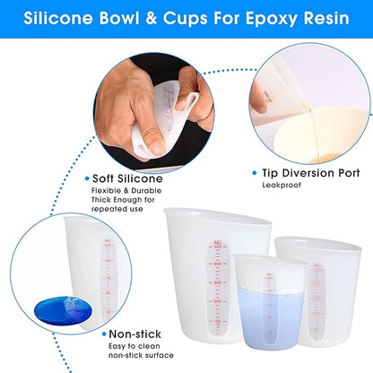 ZUYEE 3 PCS Silicone Measuring Cups (2 Cup + 1 Cup + 0.5 Cup) Flexible Melting Measure Cups for Chocolate,Epoxy Resin Butter, Squeeze Pour Baking Cup BPA Free with Marking ML/Ounce - Image 5