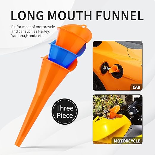 Oil Funnel 3-Pack, Multi Function Plastic Long Neck Oil Funnel - for All Automotive Oils Lubricants Engine Oils Water Diesel Fuel Kerosene - Image 2