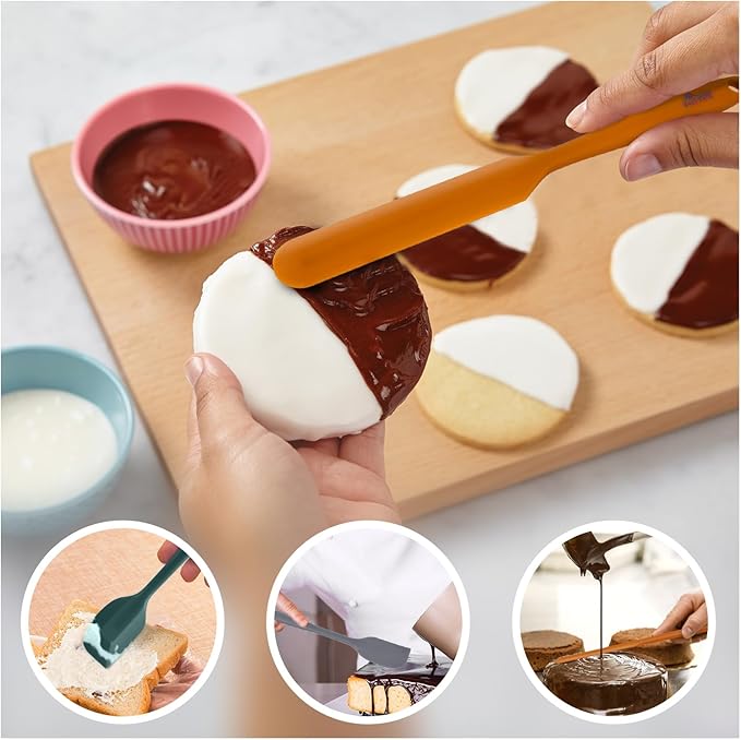 HOTEC Heat Resistant 600℉ BPA-Free Silicone Rubber Spatula Set for Baking, Cooking, and Mixing Non Stick Dishwasher Safe, Neutral Set of 5 - Image 3