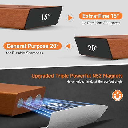 Rolling Knife Sharpener, Diamond & Ceramic Disc, 15° & 20° Magnetic Angle, Fast & Safe for Any Hardness, Sharpening Kit for Kitchen & Pocket Knives, Razor-Sharp Edge, Leather Strop, Classic Kit - Image 4