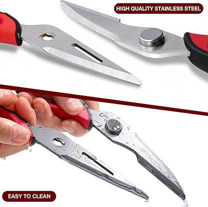 Kitchen Scissors All Purpose for Food, Heavy Duty Kitchen Shears that Come Apart, Sharp Stainless Steel Poultry Shears, Cooking Meat Scissors with Good Grips (Red)