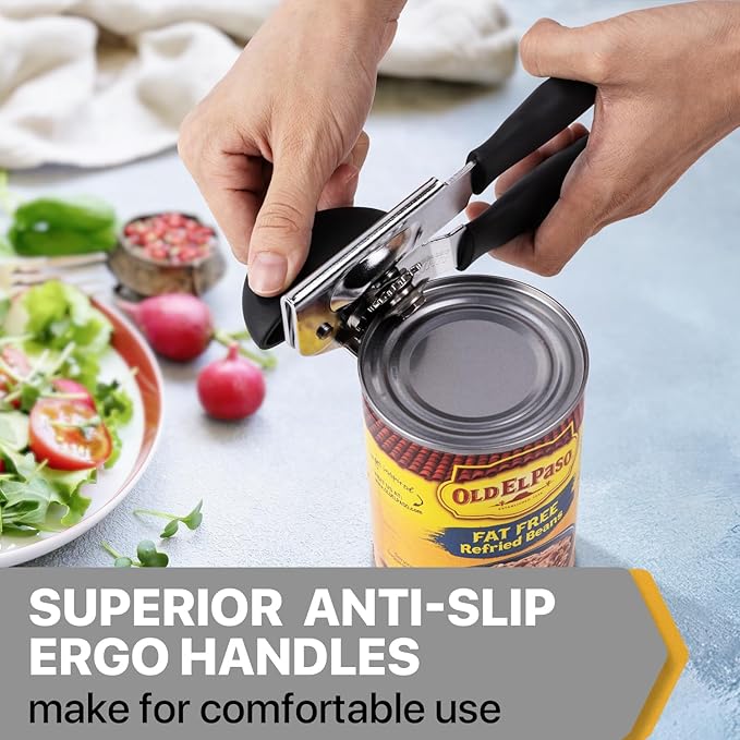 Can Opener Manual Heavy Duty, UHIYEE Hand Held Can Openers for Seniors with Comfort Grip Sharp Blade, Solid Steel Hand Manual Can Open with Magnet for Kitchen Camping, Black - Image 5