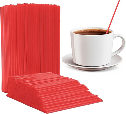 Prestee 2000 Count Red Coffee Stirrers - 5 Inch Plastic Stir Sticks for Hot and Cold Beverages - Disposable Coffee Straws for Drinks, Tea, and Cocktails - Bulk Slim Stirrer for Coffee and Bars by Prestee