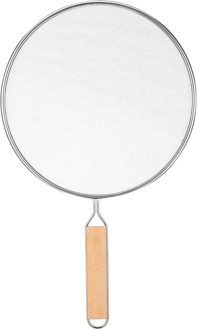 1PCS Splatter Screen for Frying Pan, 8Inch Stainless Steel Splatter Guard for Frying Pan Cooking Pots Food Strainer and Universal Cookware for Cooking, Kitchen Splash Guard No Oil Mess, No Burns by Thinp