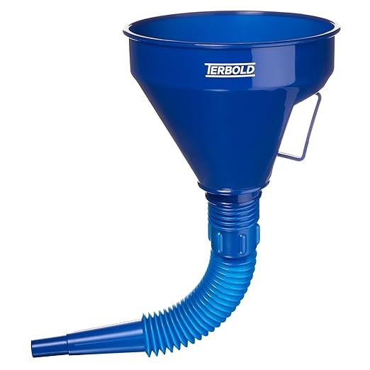 Automotive Flex Funnel with Hose | Wide Mouth Flexible Oil Funnel for Automotive Use - Gas, Transmission Fluid, Car Fuel, Oil Change (Blue) by Terbold
