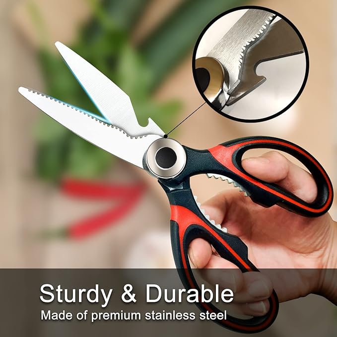 Kitchen Scissors 2 Pack Kitchen Shears All Purpose Heavy Duty Dishwasher Safe Multipurpose Utility Sharp Scissors for Food, Meat, poultry, Vegetable - Image 3