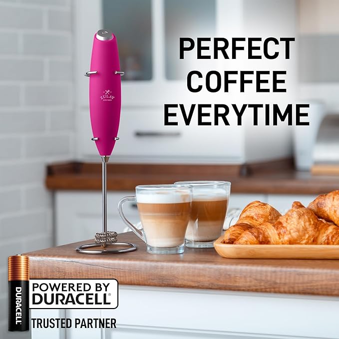 Zulay Kitchen Whisk Milk Frother with 4 Duracell Batteries - Powerful Handheld Foam Maker for Coffee, Lattes, Matcha, Hot Chocolate & Cappuccinos - Whip Creamy Froth in Seconds - Image 6