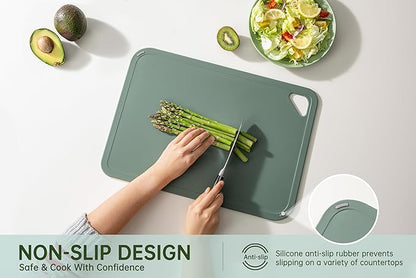 THETCHRY Plastic Cutting Board Set of 4, Extra Large Cutting Board for Kitchen with Non-Slip, Large -Small Chopping Board for Cooking, Bpa Free, with Grip Handle,Green - Image 8