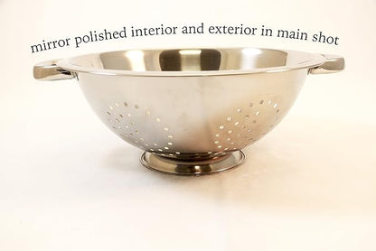 EXCELSTEEL Heavy Duty Stainless Steel Colander 5 Qt | Easy Grip Handles | Self-Draining Base | Mirror Polished | Dishwasher Safe | Pack of 1 - Image 3