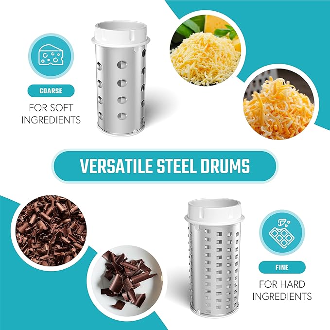 Vivaant Parmesan Cheese Grater Hand Crank, Restaurant-Grade Rotary Cheese Grater Handheld Italian Style with 2 Stainless Steel Drum Blades is Dishwasher Safe & Easy to Clean - Image 5