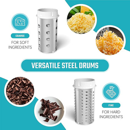 Vivaant Parmesan Cheese Grater Hand Crank, Restaurant-Grade Rotary Cheese Grater Handheld Italian Style with 2 Stainless Steel Drum Blades is Dishwasher Safe & Easy to Clean - Image 5