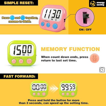 Classroom Timers for Teachers Kids Large Magnetic Digital Timer Teacher Supplies 2 Pack-Green Pink - Image 5