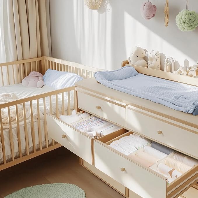 Criusia Drawer Organizer Clothes, 10 Pack Dresser Organizer for Baby Clothes, Underwear, Sock- Foldable Closet Organization and Storage Dividers Bins for Nursery, Bedroom (Beige) - Image 6