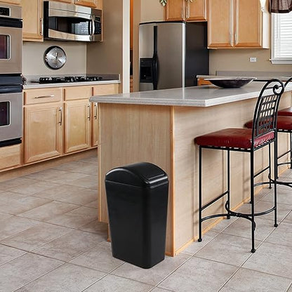 Plastic Waste Bin with Swing Lid, 14 Liter Garbage Can, 1 Pack, 5.2" x 8.2" x 15.7" - Image 3