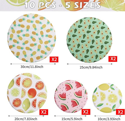 10Pcs Reusable Bowl Covers In 5 Size, Stretch Cloth Fabric Dish Cover Kitchen Storage Containers Lids for Fruits Food Leftover Dough Bread Proofing