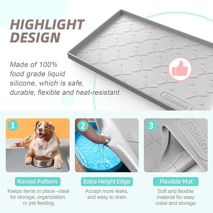 SIKADEER 31" x 22" Under Sink Mat Waterproof, Silicone Mat Kitchen Drawer Shelf and Cabinet Liner, Sink Protector for Kitchen Organizers and Storage, Boot Tray Pet Food Mats - Image 5