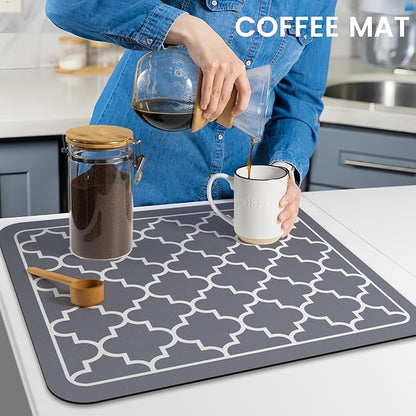 WISELIFE Dish Drying Mat Super Absorbent Drying Mat Large Dish Drying Mats for Kitchen Counter Easy Clean Dish Mat Kitchen Drying Mat15"x 18" Stylish Grey - Image 7