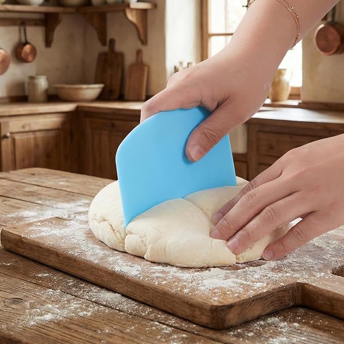 10 Pcs Plastic Bench Scraper for Baking - Bowl Dough Scraper for Bread Cutter - Multifunctional Kitchen food Scrapers Tool with Curved Edge, Cake Baking, Fondant Icing Smoother - Image 7