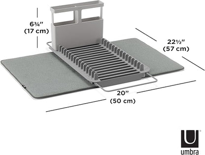 Umbra Udry Dish Rack and Microfiber Drying Mat – Space-Saving Design Folds Up for Easy Storage, Over-Sink Rack, Gray - Image 3