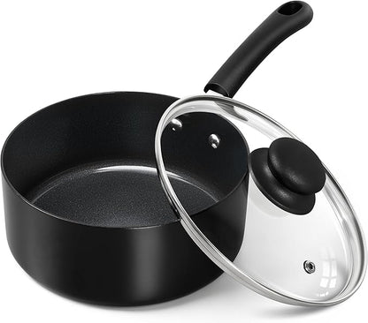 MICHELANGELO Nonstick Saucepan with Lid, Ceramic Sauce Pan Sets, Easy to Clean Sauce Pans, Multi-Purpose Cooking Pots, 2QT, Black by Michelangelo
