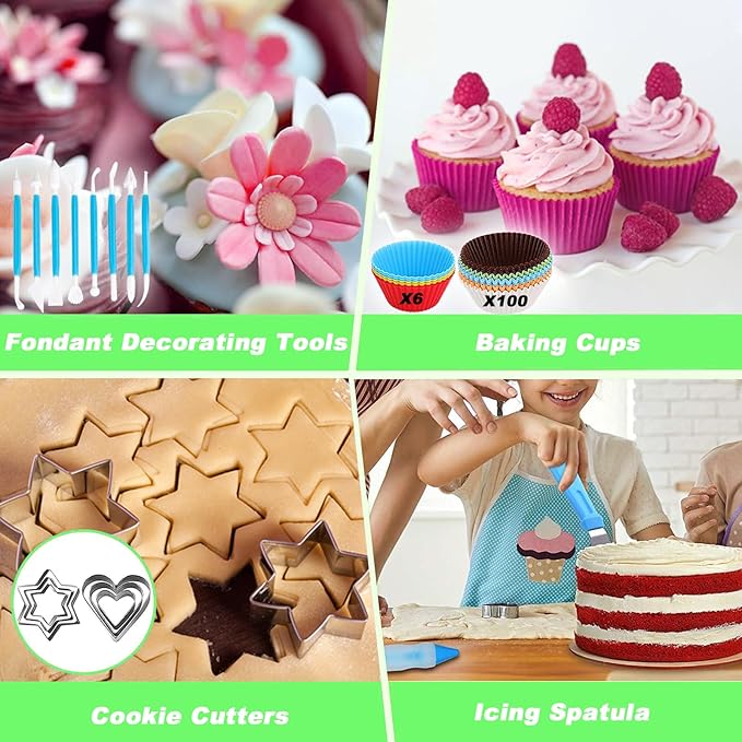 Suuker Cake Decorating Tools Supplies Kit, 236 Pieces Baking Accessories with Storage Case, Frosting Piping Kit, Piping Bags and Tips Set with 36 Numbered Piping Tips, Pastry Bags for Cake - Image 9