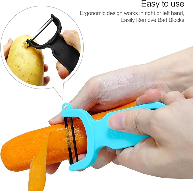 Original Vegetable Peeler, Potato Peelers for kitchen Carbon Steel Blade 3-Pack Grey/Blue/Black - Image 3