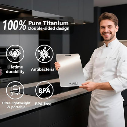 Titanium Cutting Boards for Kitchen, 100% Pure Titanium Cutting Boards, Cutting Board Double Sided Food Grade, Perfect for Sushi, Meat, Vegetables & Meal Prep – Easy To Clean14"x10"