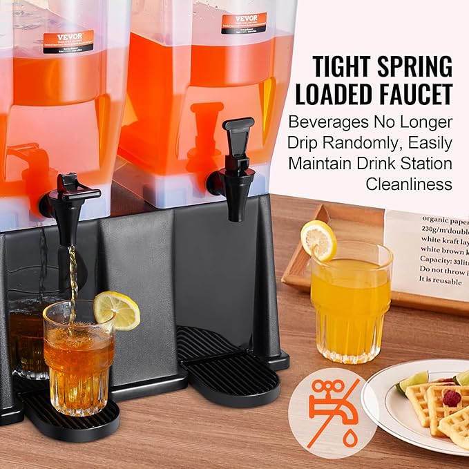 VEVOR Beverage Dispenser, 3 Gallon x 2 Drink Dispensers for Parties, Plastic Juice Dispenser with Stand Spigot Lid, Iced Tea Lemonade Juice Water Dispenser, for Restaurants, Hotels, Parties - Image 3