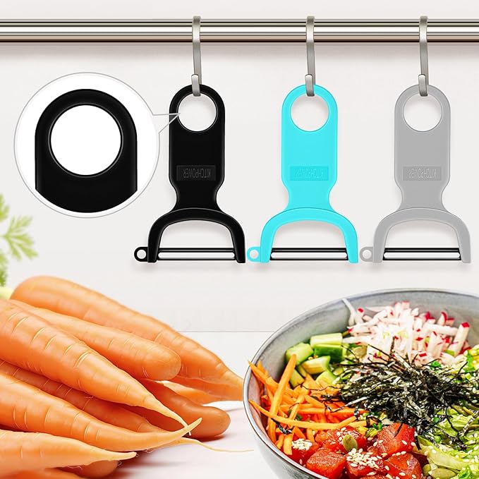 Original Vegetable Peeler, Potato Peelers for kitchen Carbon Steel Blade 3-Pack Grey/Blue/Black - Image 7