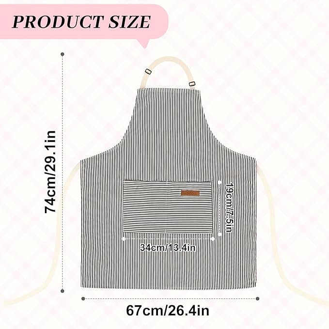 2Pack Adjustable Kitchen Apron for Women Men with 2 Pockets，Cotton-Polyester Blend Bib Aprons for Cooking,Baking - Image 2
