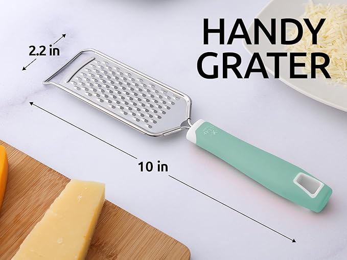 Zulay Kitchen Professional Cheese Grater Stainless Steel - Durable Rust-Proof Metal Lemon Zester Grater With Handle - Flat Handheld Grater For Cheese, Chocolate, Spices, And More - Mint - Image 7