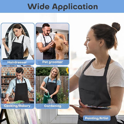 Noverlife Hair Stylist Apron with 4 Pockets, Hair Resistant 34 Inch Long Hairdresser Aprons w/Adjustable Strap for Salon