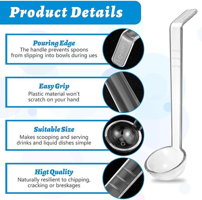 20 PCS 1 oz Plastic Soup Ladle with 7 Inches Long Handle, Mini Ladle Spoon for Serving Salad Dressings Punch Bowl Sauces and Toppings（Transparent）